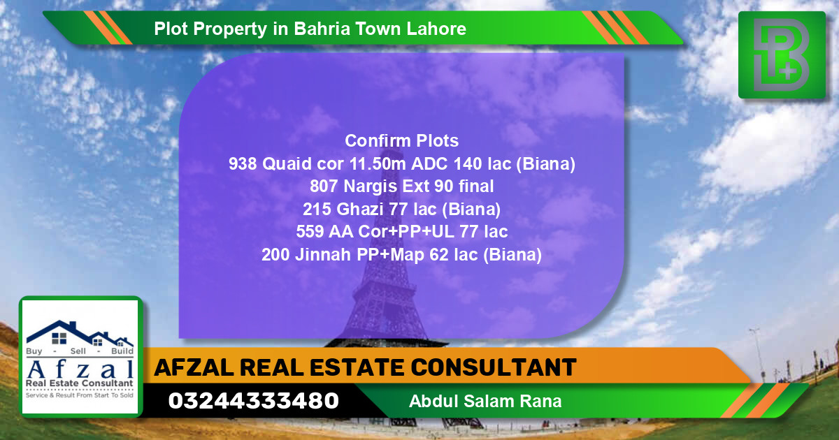 Residential Plot for Sale in Bahria Town, Lahore - (BP-66529)