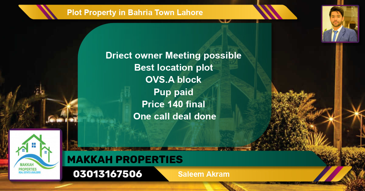 Residential Plot for Sale in Bahria Town, Lahore - (BP-66540)