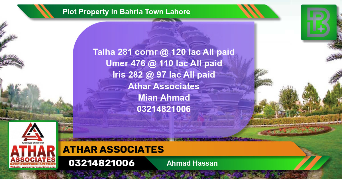Residential Plot for Sale in Bahria Town, Lahore - (BP-66547)