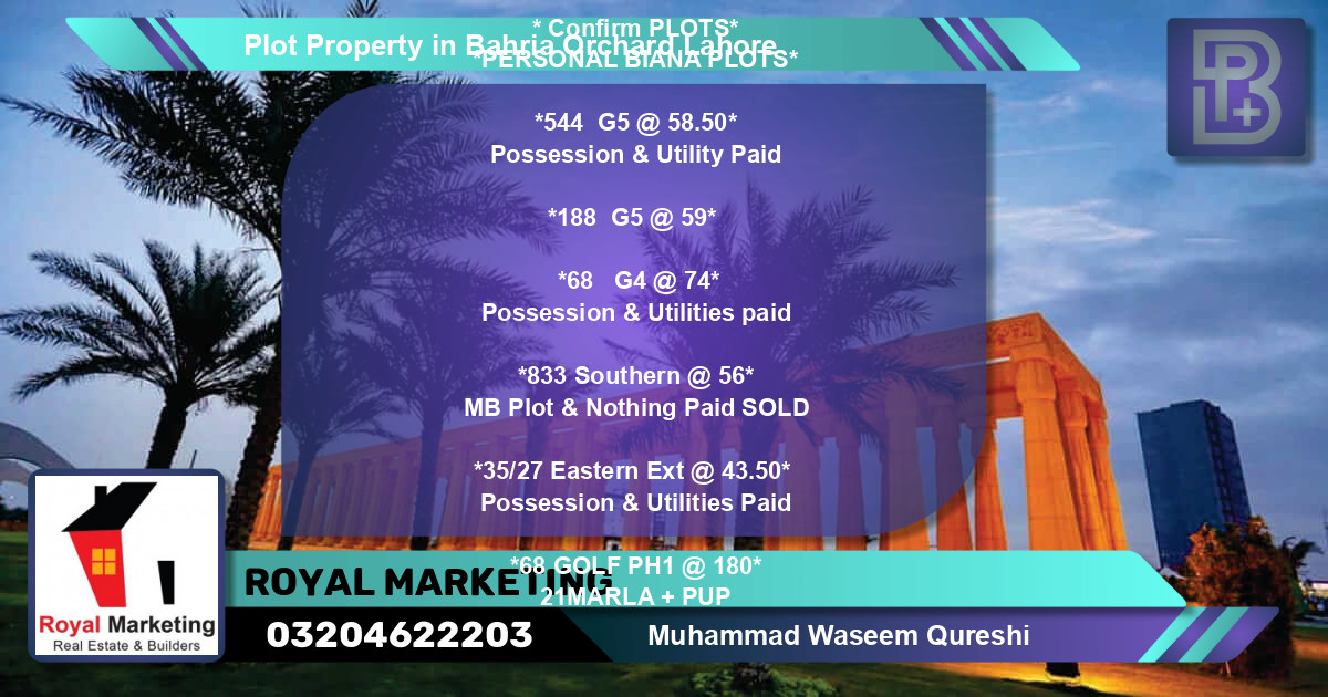 Residential Plot for Sale in Bahria Orchard, Lahore - (BP-66555)