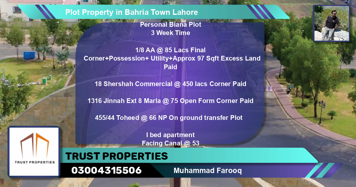 Commercial Plot for Sale in Bahria Town, Lahore - (BP-66571)