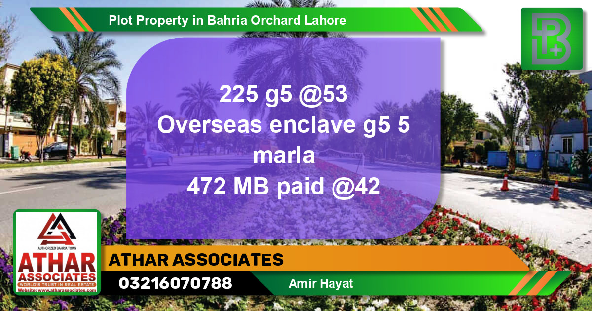 Residential Plot for Sale in Bahria Orchard, Lahore - (BP-66593)
