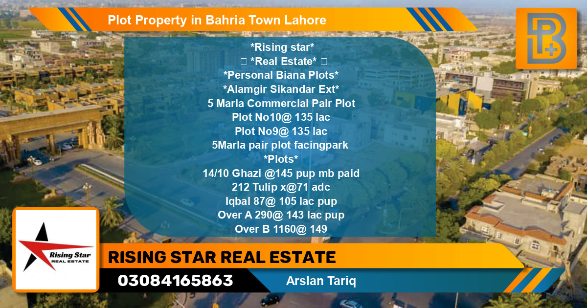 Commercial Plot for Sale in Bahria Town, Lahore - (BP-66602)