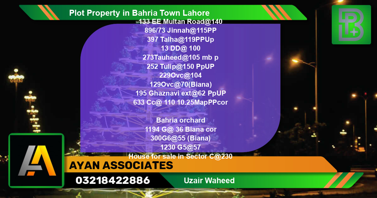 Residential Plot for Sale in Bahria Town, Lahore - (BP-66607)