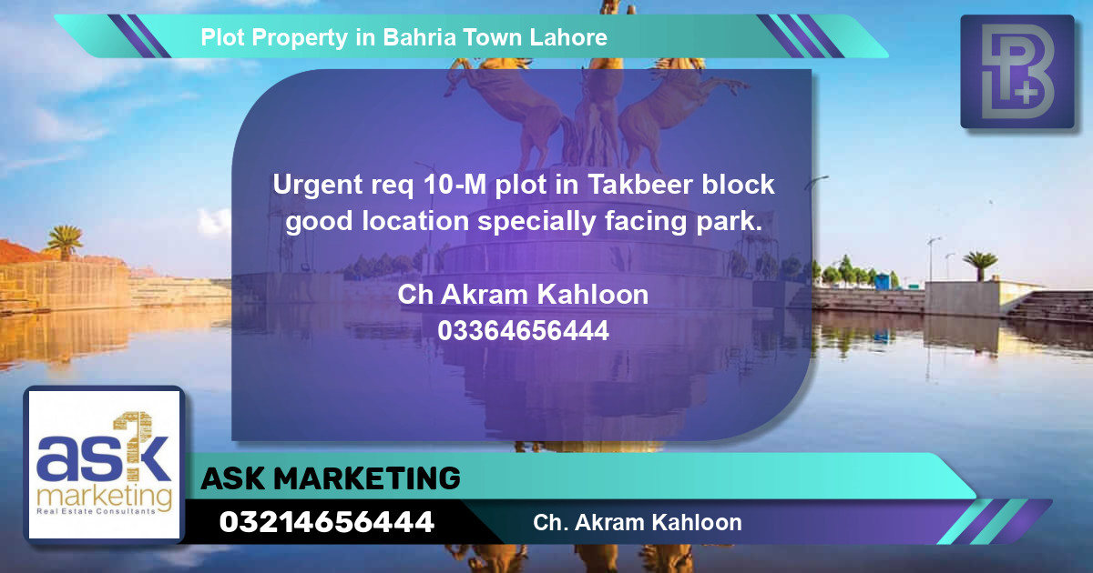 Residential Plot for Sale in Bahria Town, Lahore - (BP-66619)