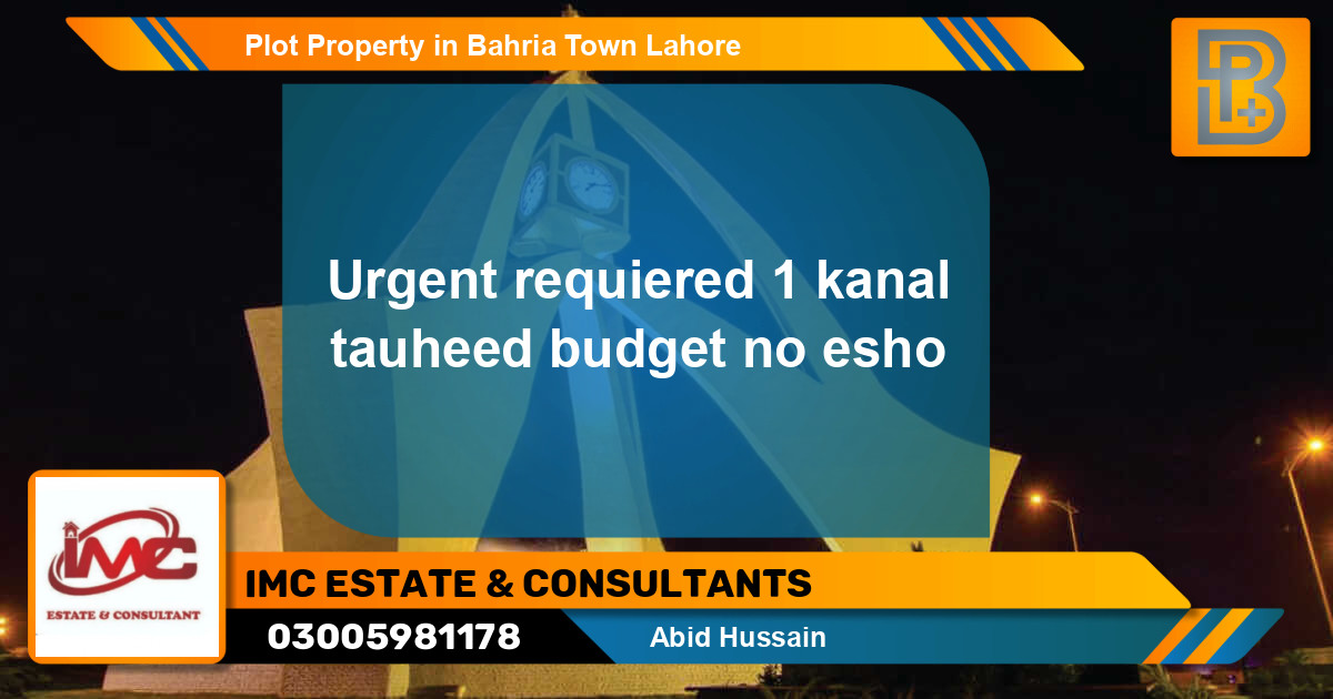 Residential Plot for Sale in Bahria Town, Lahore - (BP-66630)