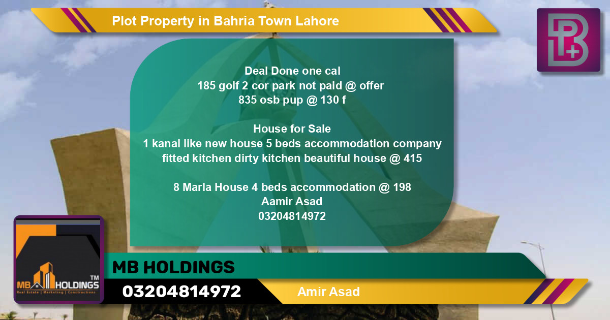 Residential Plot for Sale in Bahria Town, Lahore - (BP-66667)