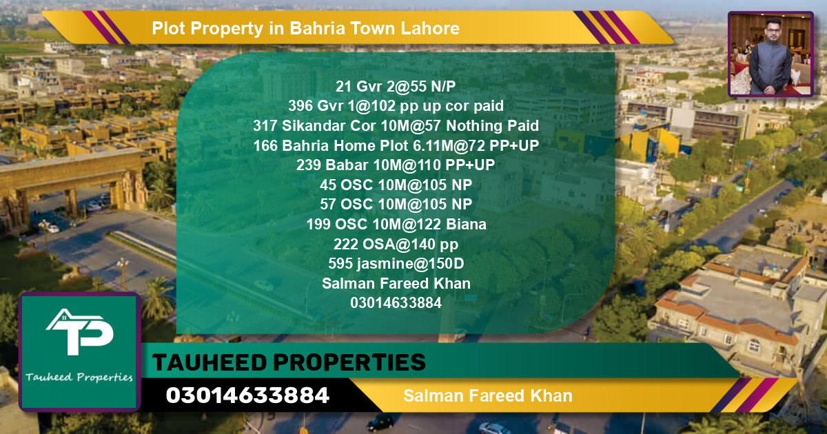 Residential Plot for Sale in Bahria Town, Lahore - (BP-66670)