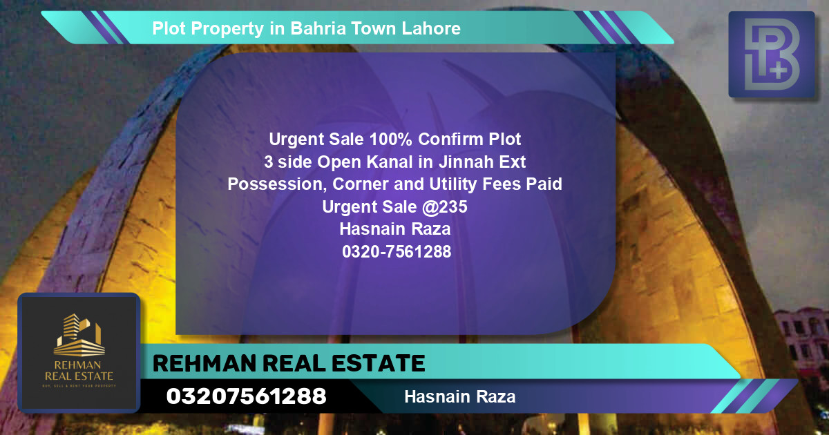 Residential Plot for Sale in Bahria Town, Lahore - (BP-66677)