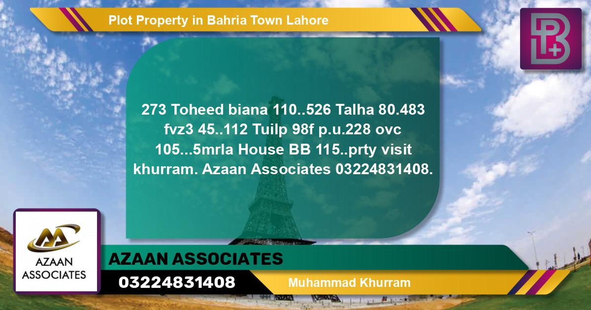 Residential Plot for Sale in Bahria Town, Lahore - (BP-66685)