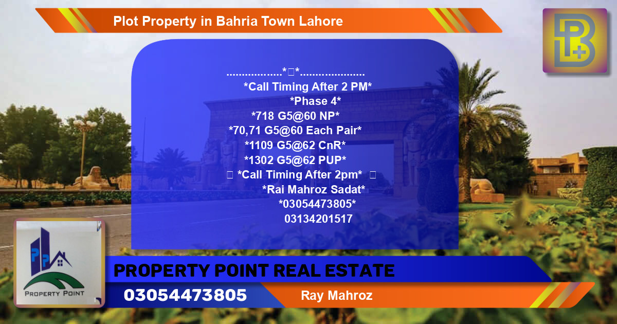 Residential Plot for Sale in Bahria Town, Lahore - (BP-66744)