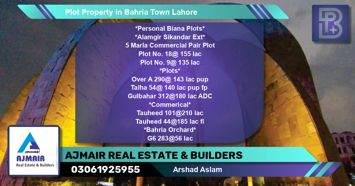 Commercial Plot for Sale in Bahria Town, Lahore - (BP-66752)