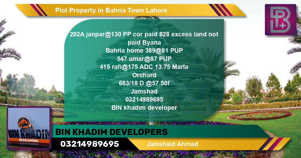 Residential Plot for Sale in Bahria Town, Lahore - (BP-66754)
