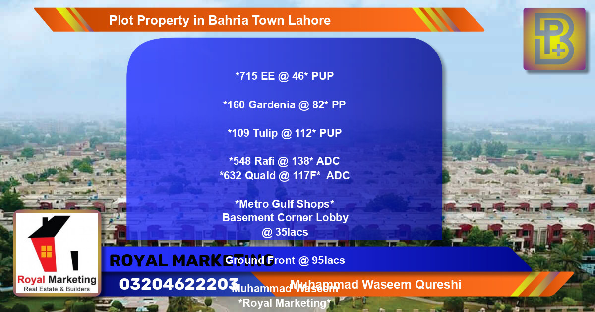 Residential Plot for Sale in Bahria Town, Lahore - (BP-66762)