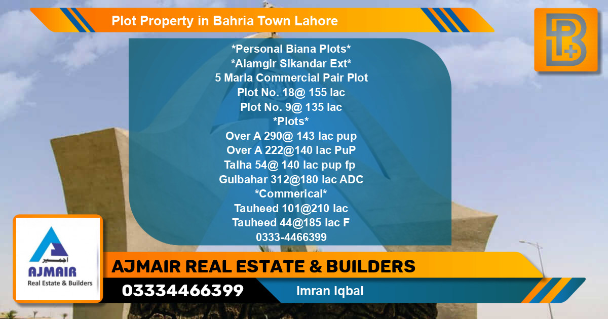 Commercial Plot for Sale in Bahria Town, Lahore - (BP-66768)