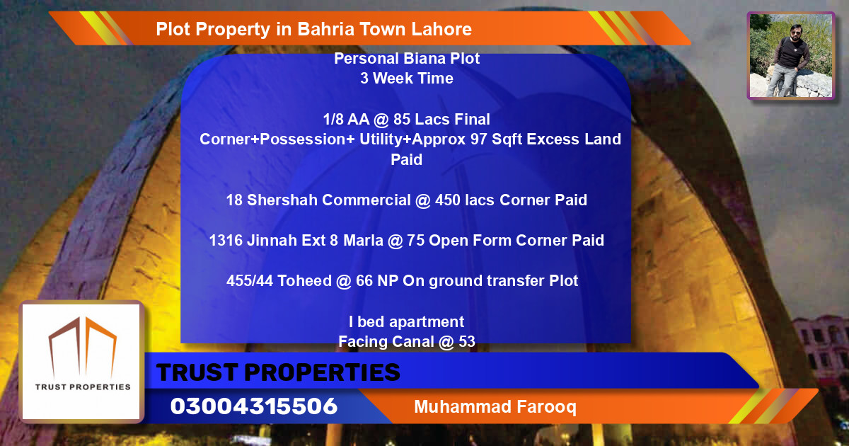Commercial Plot for Sale in Bahria Town, Lahore - (BP-66785)