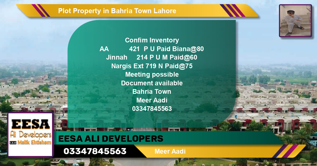 Residential Plot for Sale in Bahria Town, Lahore - (BP-66835)