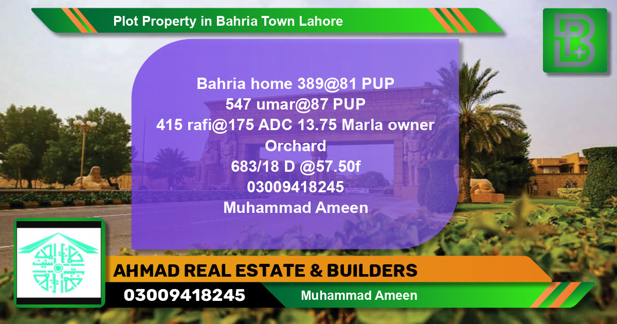 Residential Plot for Sale in Bahria Town, Lahore - (BP-66856)