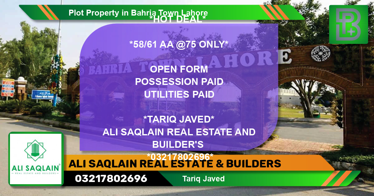 Residential Plot for Sale in Bahria Town, Lahore - (BP-66901)
