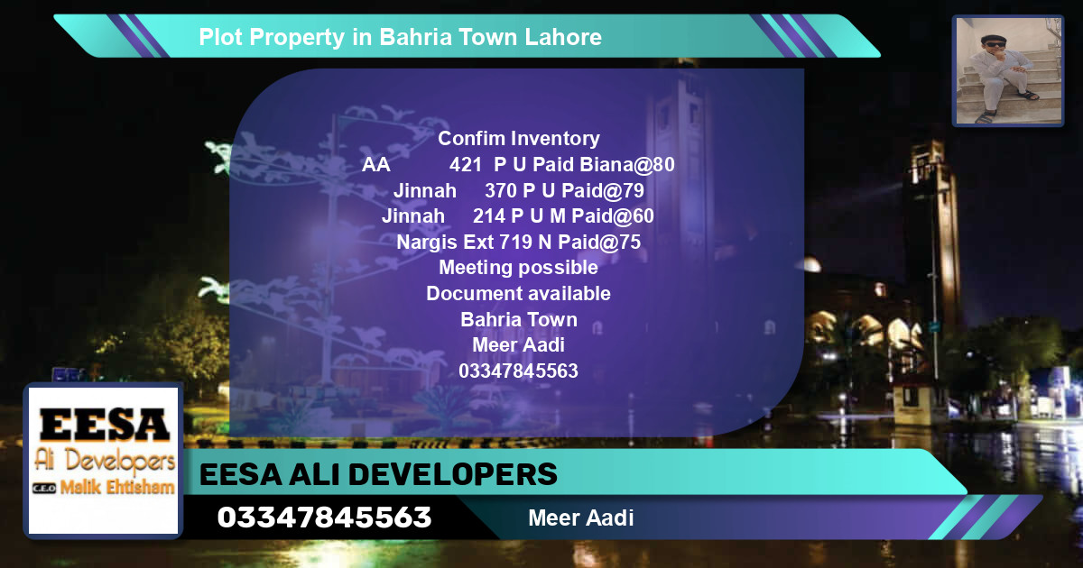 Residential Plot for Sale in Bahria Town, Lahore - (BP-66907)