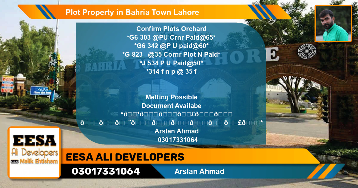 Residential Plot for Sale in Bahria Town, Lahore - (BP-66920)