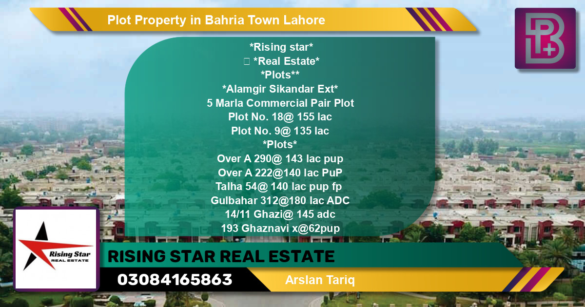 Commercial Plot for Sale in Bahria Town, Lahore - (BP-66921)