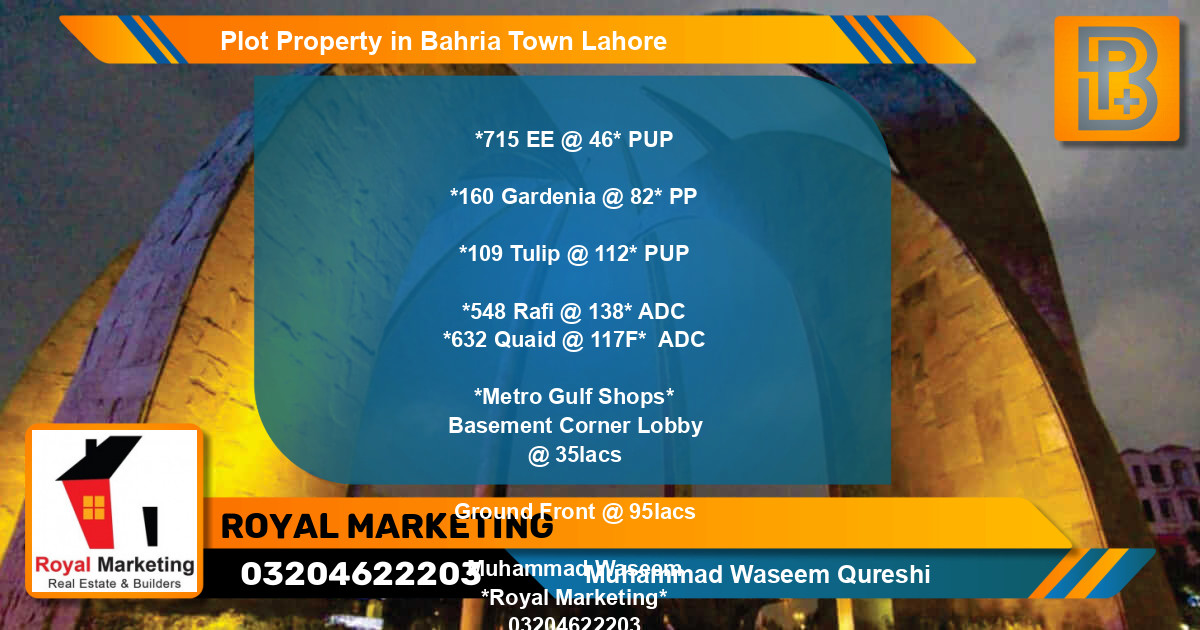Residential Plot for Sale in Bahria Town, Lahore - (BP-66931)