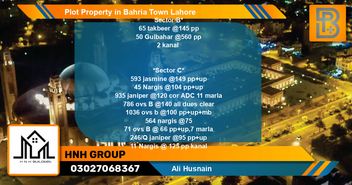 Residential Plot for Sale in Bahria Town, Lahore - (BP-66934)