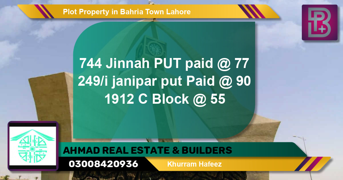 Residential Plot for Sale in Bahria Town, Lahore - (BP-66975)