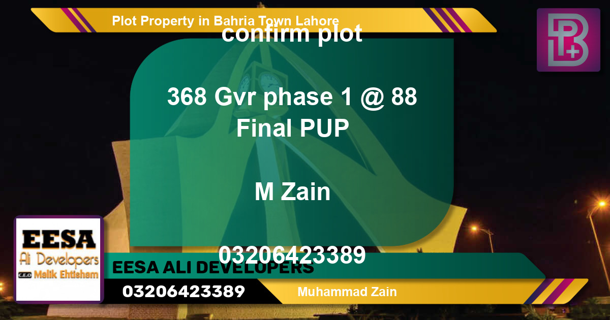 Residential Plot for Sale in Bahria Town, Lahore - (BP-66983)
