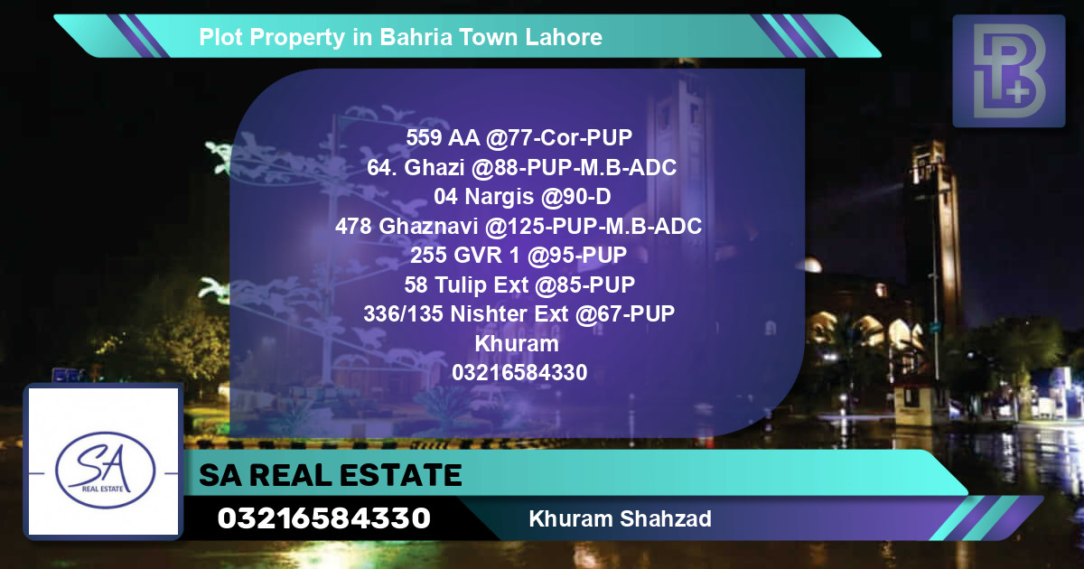 Residential Plot for Sale in Bahria Town, Lahore - (BP-66991)