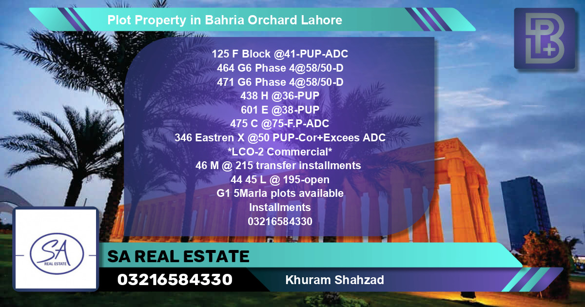 Commercial Plot for Sale in Bahria Orchard, Lahore - (BP-66997)