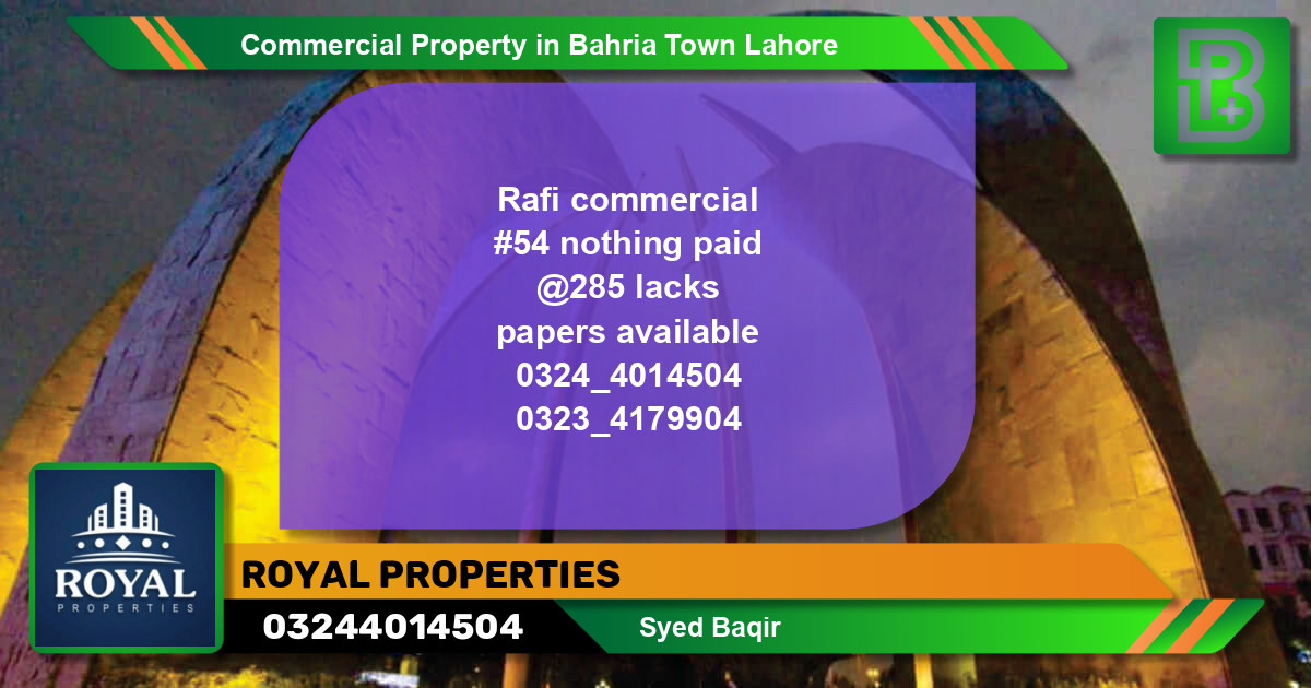 Commercial Property for Sale in Bahria Town, Lahore - (BP-67005)