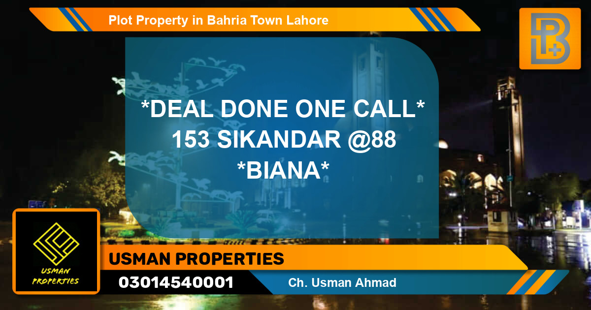 Residential Plot for Sale in Bahria Town, Lahore - (BP-67018)