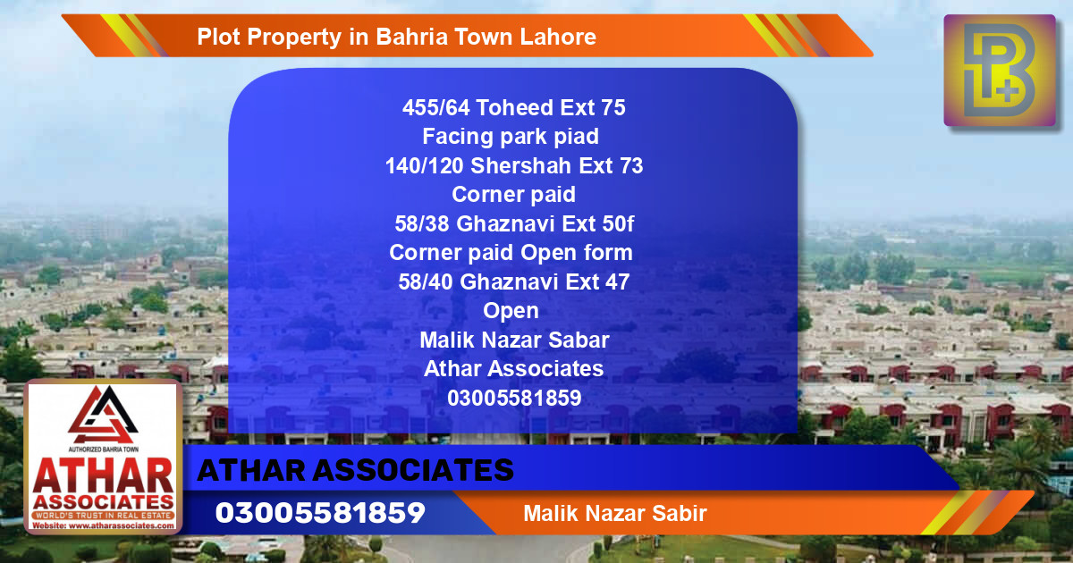 Residential Plot for Sale in Bahria Town, Lahore - (BP-67026)