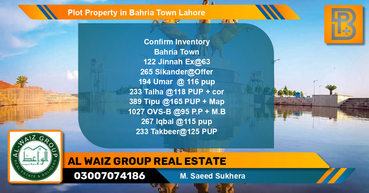 Residential Plot for Sale in Bahria Town, Lahore - (BP-67034)