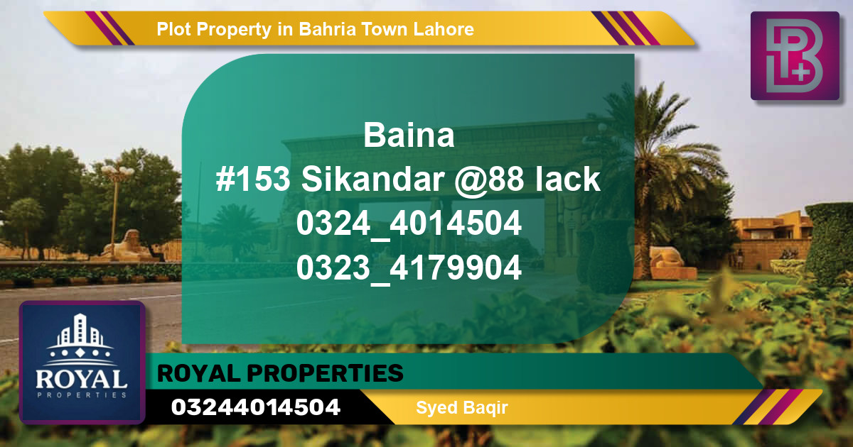 Residential Plot for Sale in Bahria Town, Lahore - (BP-67037)