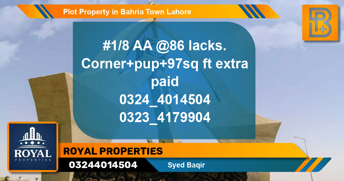 Residential Plot for Sale in Bahria Town, Lahore - (BP-67038)
