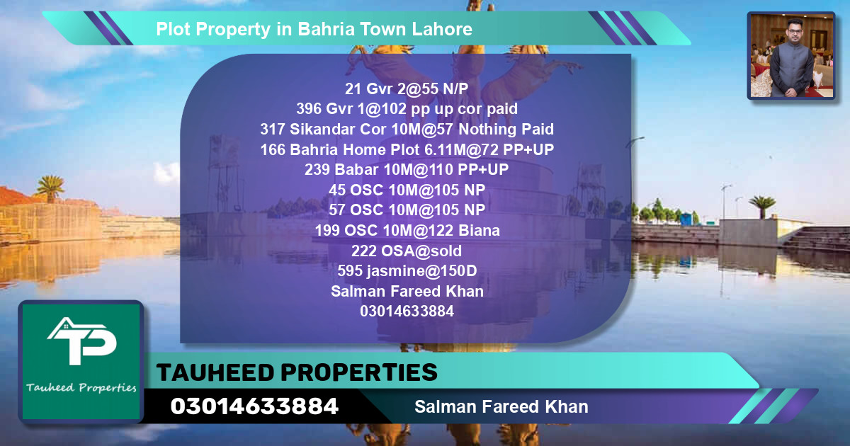Residential Plot for Sale in Bahria Town, Lahore - (BP-67058)