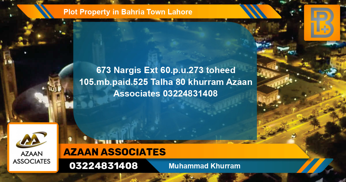 Residential Plot for Sale in Bahria Town, Lahore - (BP-67101)