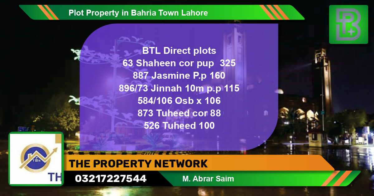 Residential Plot for Sale in Bahria Town, Lahore - (BP-67122)
