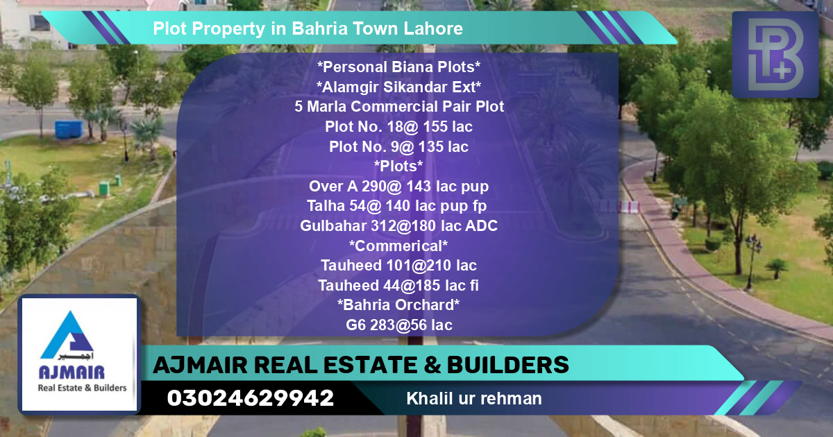 Commercial Plot for Sale in Bahria Town, Lahore - (BP-67123)