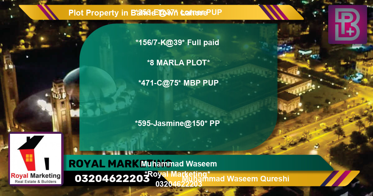 Residential Plot for Sale in Bahria Town, Lahore - (BP-67128)