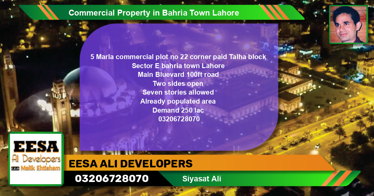 Commercial Property for Sale in Bahria Town, Lahore - (BP-67173)