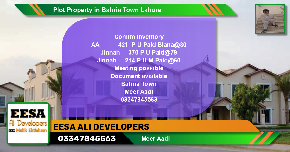 Residential Plot for Sale in Bahria Town, Lahore - (BP-67209)