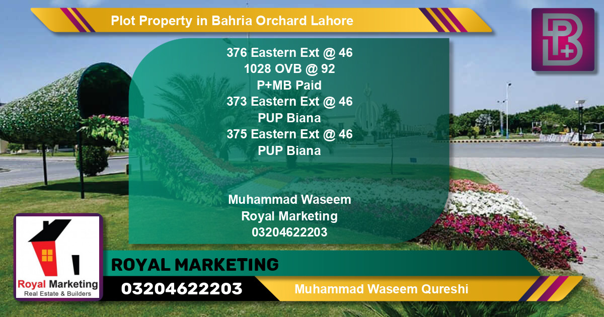 Residential Plot for Sale in Bahria Orchard, Lahore - (BP-67233)