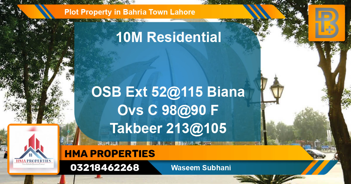 Residential Plot for Sale in Bahria Town, Lahore - (BP-67252)