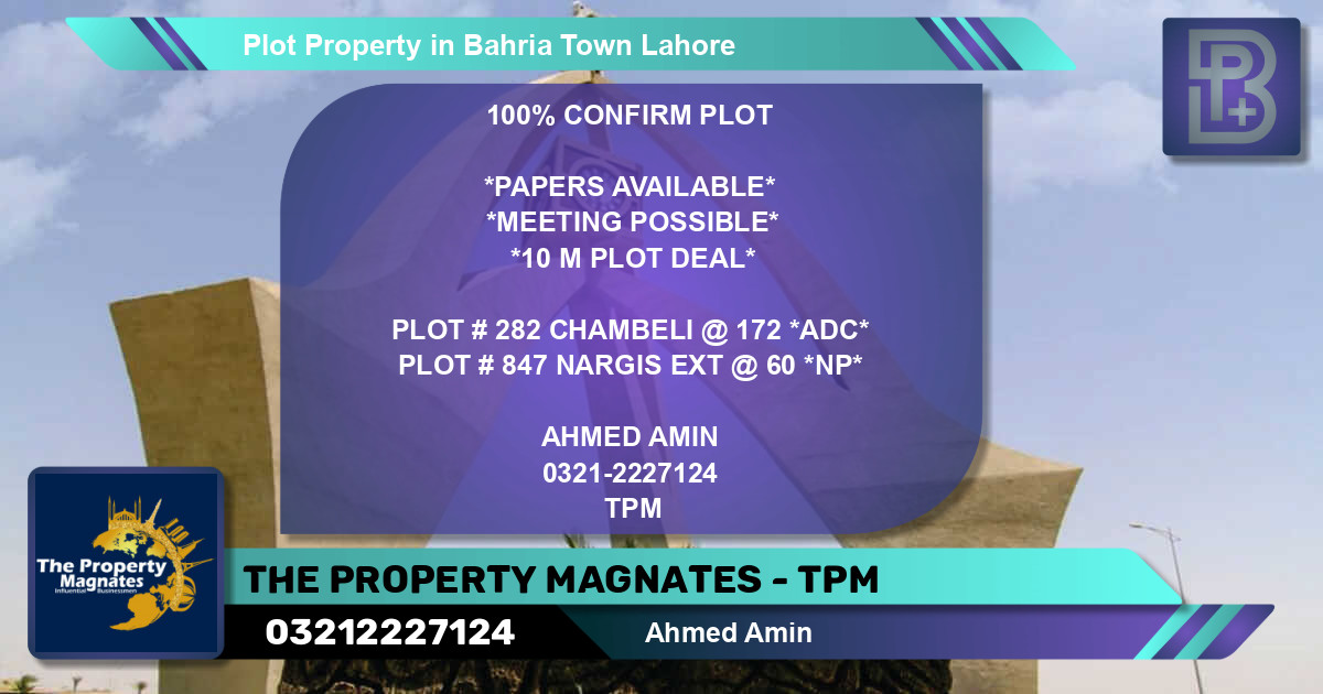 Residential Plot for Sale in Bahria Town, Lahore - (BP-67273)