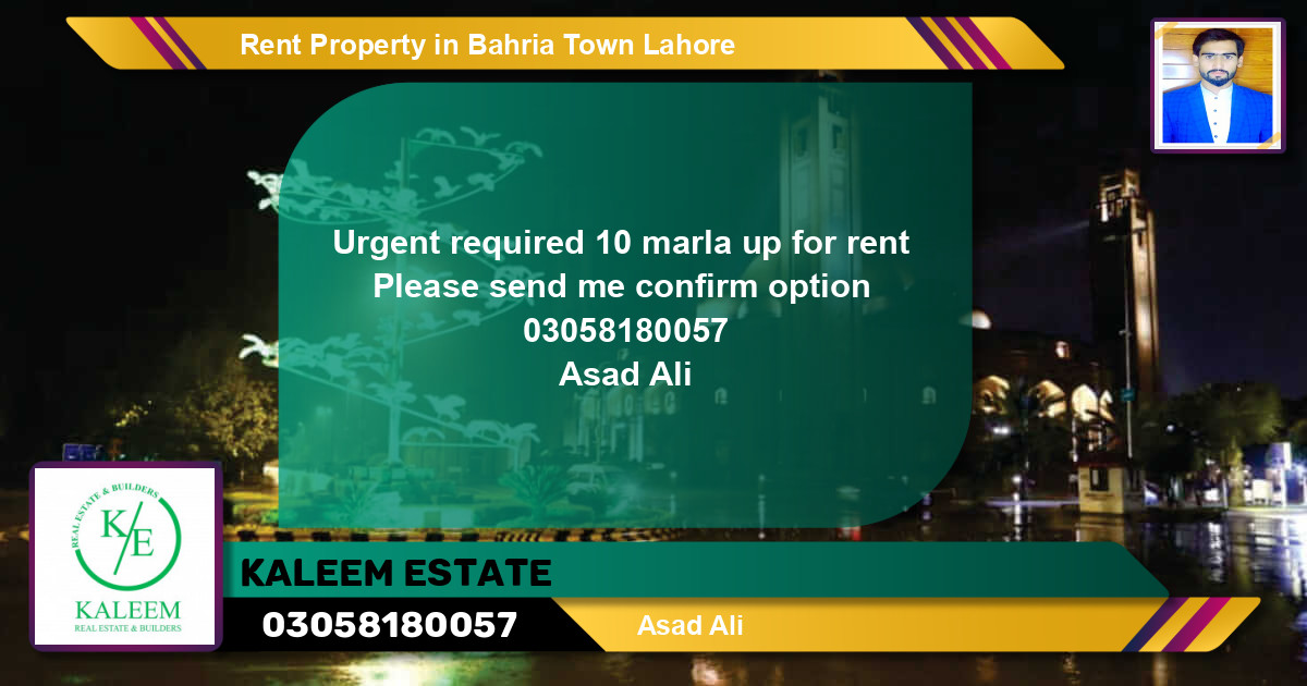 Residential Property for Rent in Bahria Town, Lahore - (BP-67292)