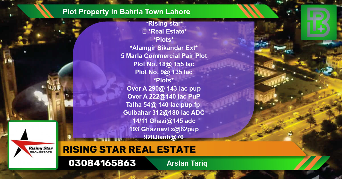 Commercial Plot for Sale in Bahria Town, Lahore - (BP-67294)